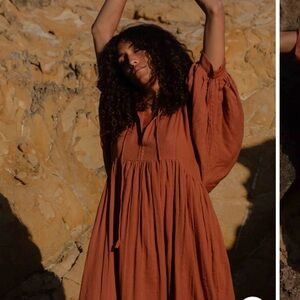 Kyra Midi Dress Rust Gauze small s